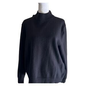 Club House Sweater Merino Wool Blend Black Mock Neck SZXL Pullover Winter Cozy
